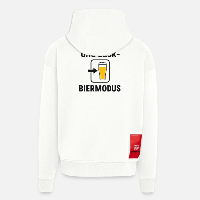 Conception de smartphone en mode bière - Veste à capuche bio épaisse oversize fabriqué en UE - OFF WHITE