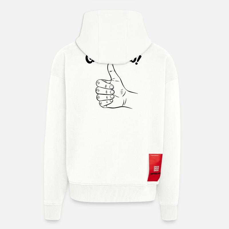 Excellent travail, pouce en l’air - Veste à capuche bio épaisse oversize fabriqué en UE - OFF WHITE