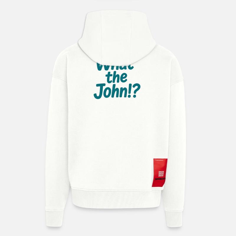 Qu’est-ce que c’est que John ?! Té - Veste à capuche bio épaisse oversize fabriqué en UE - OFF WHITE