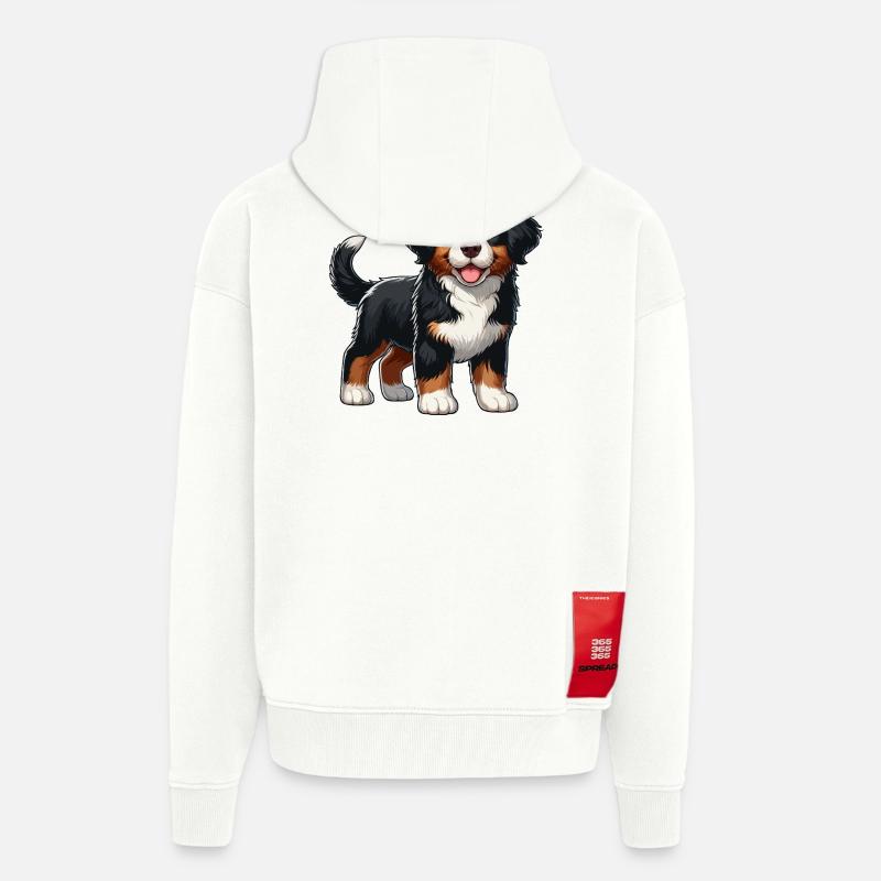 Bouvier Bernois chiot doux - Veste à capuche bio épaisse oversize fabriqué en UE - OFF WHITE