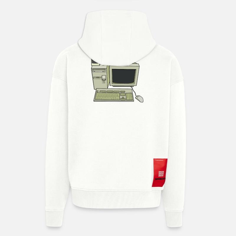 Retro Computer Desk Einrichtung - Zip Hoodie - made by SPREAD - OFF WHITE