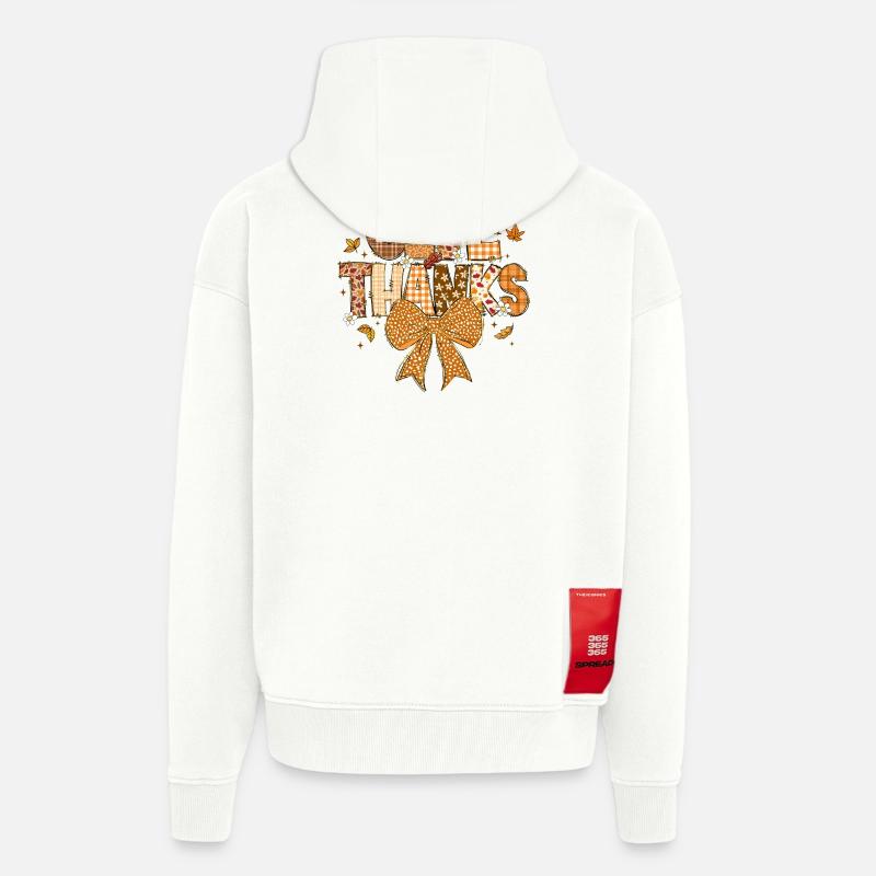 Patchwork Gratitude Automne - Veste à capuche bio épaisse oversize fabriqué en UE - OFF WHITE