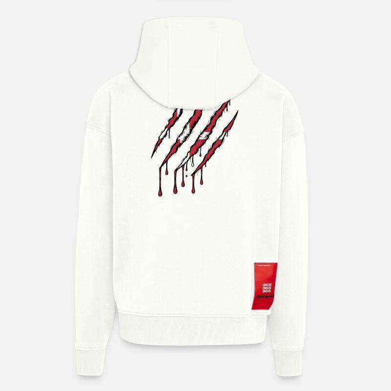 Danemark griffe grunge dannebrog drapeau scratch - Veste à capuche bio épaisse oversize fabriqué en UE - OFF WHITE