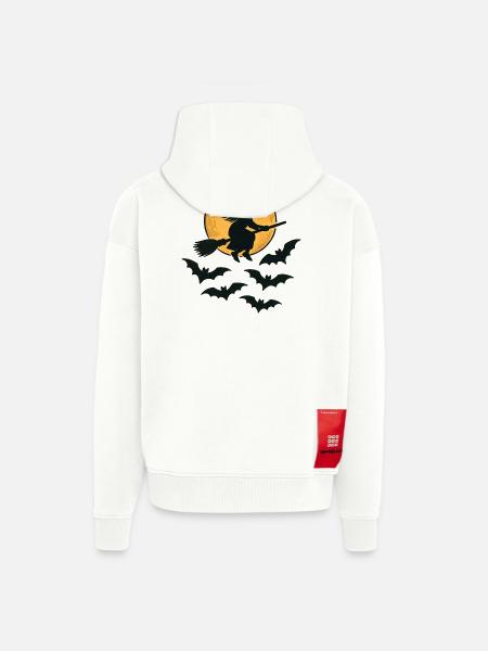 Flying Witch with Bats – Halloween Design - Zip Hoodie - made by SPREAD - OFF WHITE