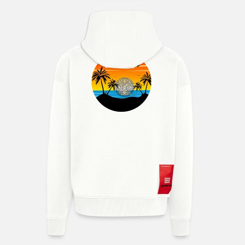 Golfe Mexique coucher de soleil Palmier - Veste à capuche bio épaisse oversize fabriqué en UE - OFF WHITE