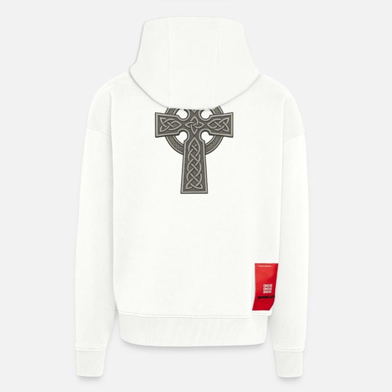 Celtic Cross with Knot Pattern - Zip Hoodie - made by SPREAD - OFF WHITE