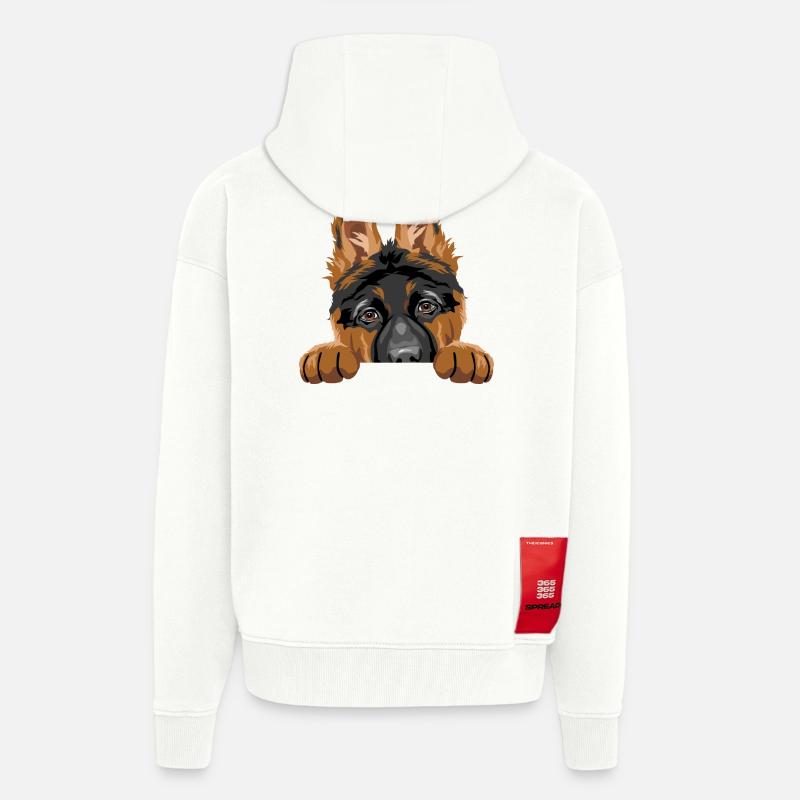 Schüchterner spähender Deutscher Schäferhundwelpe - Zip Hoodie - made by SPREAD - OFF WHITE