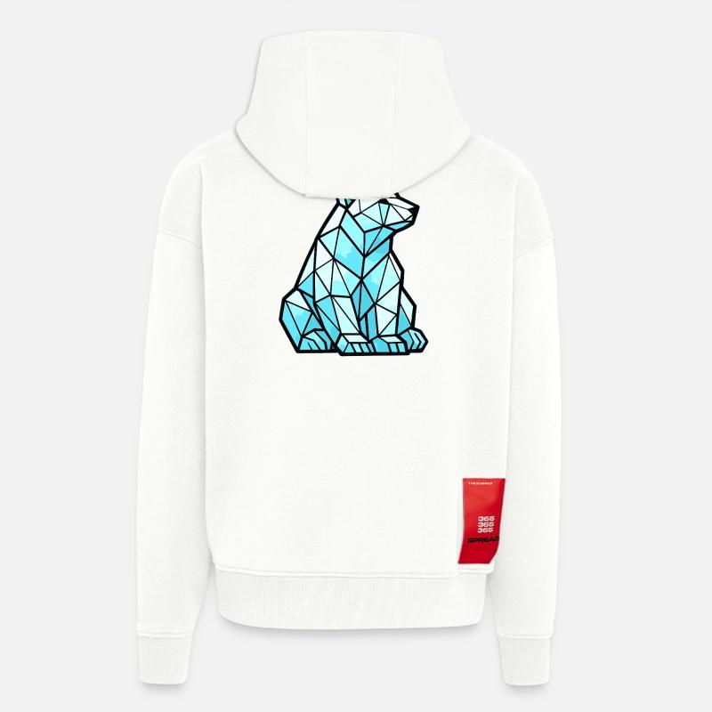 Polygon Eisbär mit Weihnachtsmütze - Zip Hoodie - made by SPREAD - OFF WHITE