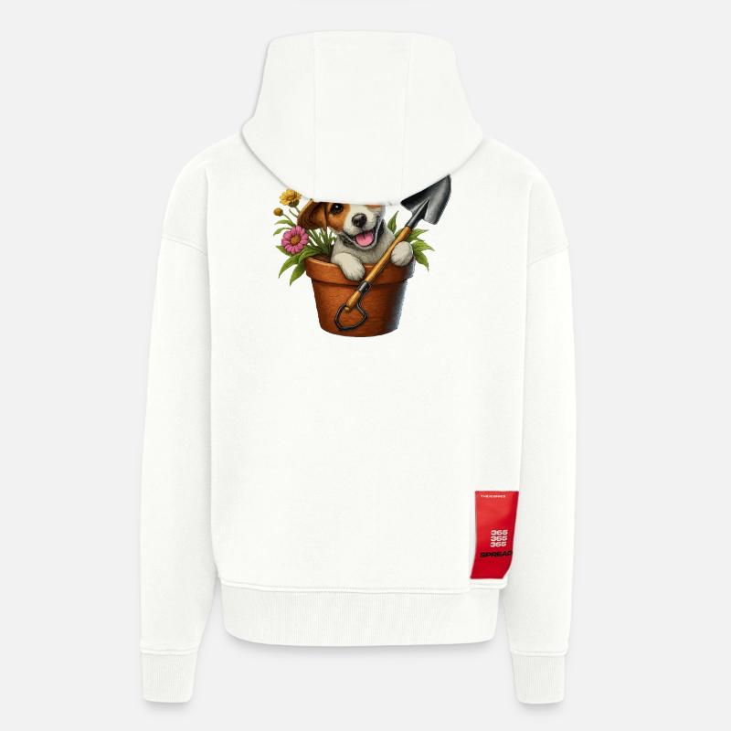 Jack Russell Terrier Blumentopf Gartendesign - Zip Hoodie - made by SPREAD - OFF WHITE
