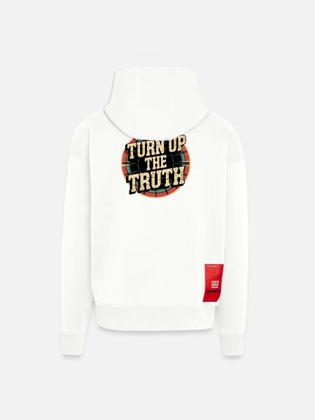 Retro Grunge – Montez la vérité - Veste à capuche bio épaisse oversize fabriqué en UE - OFF WHITE