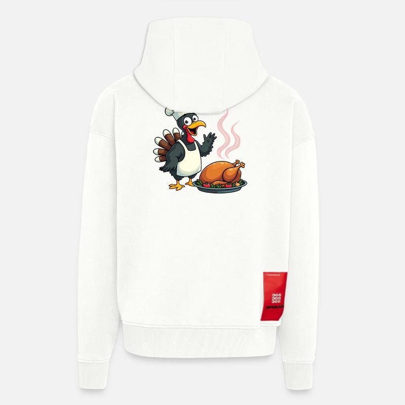 Cuisinier de dinde de Thanksgiving - Veste à capuche bio épaisse oversize fabriqué en UE - OFF WHITE