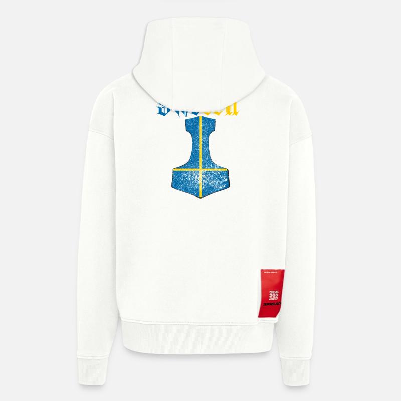 Schweden Flagge – Mjölnir Thorhammer Design - Zip Hoodie - made by SPREAD - OFF WHITE