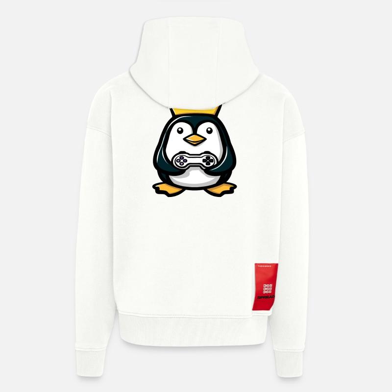 Pinguin mit gaming controller und Krone - Zip Hoodie - made by SPREAD - OFF WHITE