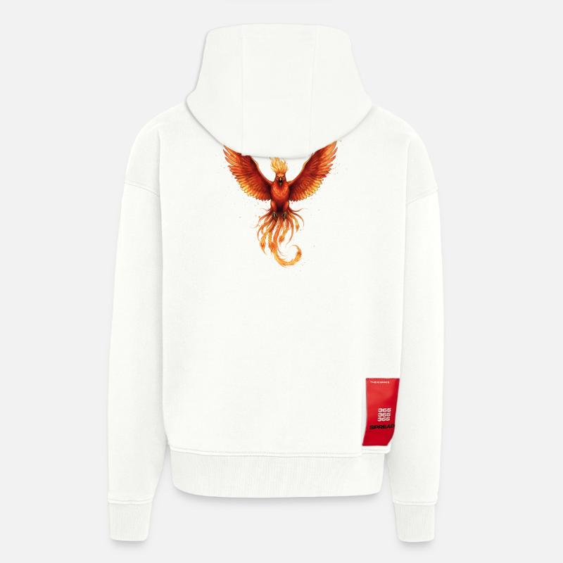 Feu Phoenix Flame Flight - Veste à capuche bio épaisse oversize fabriqué en UE - OFF WHITE