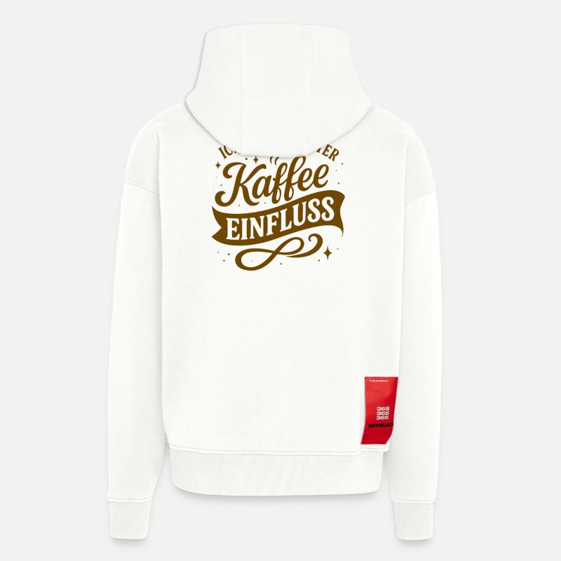 Je travaille sous l’influence du café - Veste à capuche bio épaisse oversize fabriqué en UE - OFF WHITE