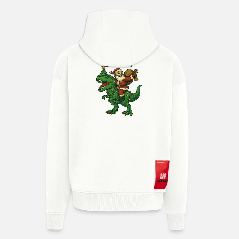 Noël - Tree Rex Christmas - Veste à capuche bio épaisse oversize fabriqué en UE - OFF WHITE