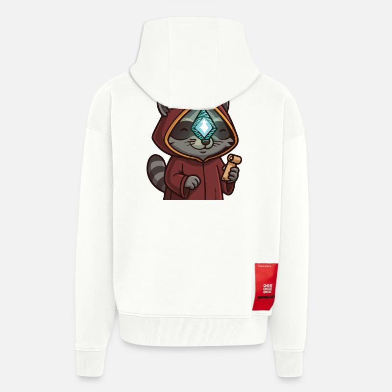 Je me sens éclairé-raton laveur - Veste à capuche bio épaisse oversize fabriqué en UE - OFF WHITE