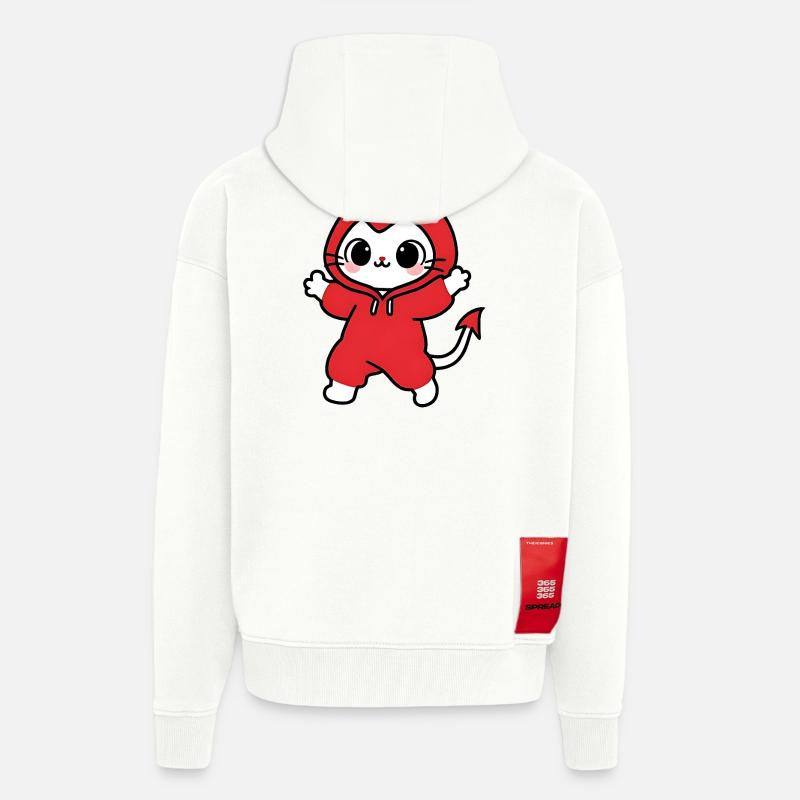 Cat Devil Kapuzenpullover Rot - Zip Hoodie - made by SPREAD - OFF WHITE