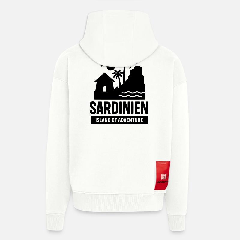 Points de repère de la Sardaigne - Veste à capuche bio épaisse oversize fabriqué en UE - OFF WHITE