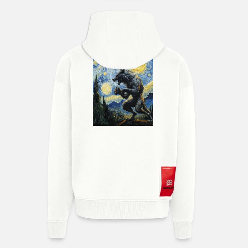Werwolf Wolf Van Gogh Style - Zip Hoodie - made by SPREAD - OFF WHITE
