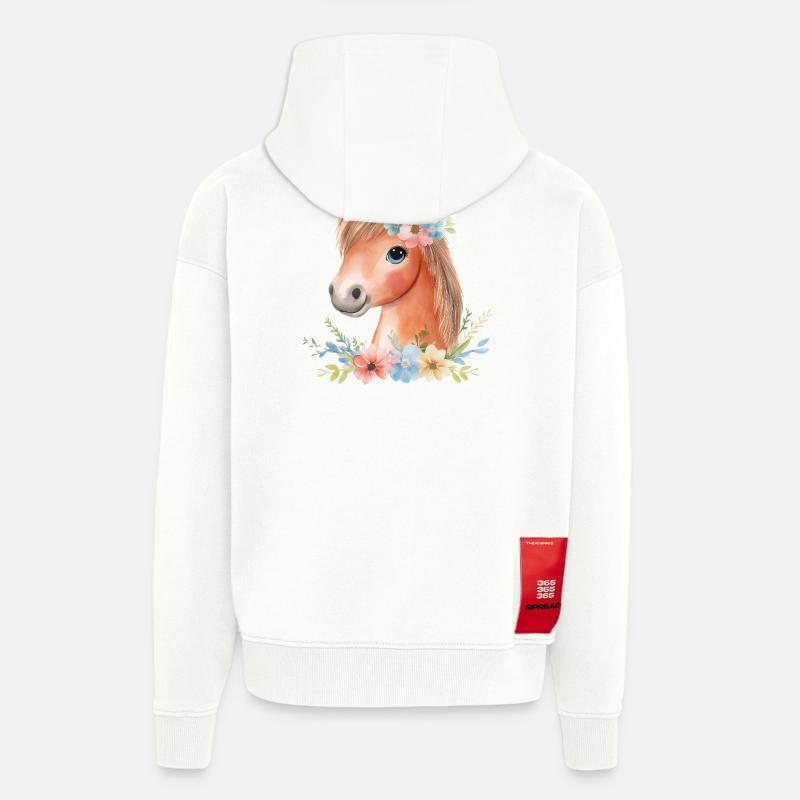 Süßes Pferd mit Blumen - Zip Hoodie - made by SPREAD - OFF WHITE