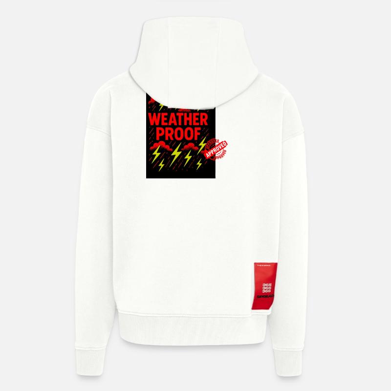 Conception graphique résistante aux intempéries - Veste à capuche bio épaisse oversize fabriqué en UE - OFF WHITE
