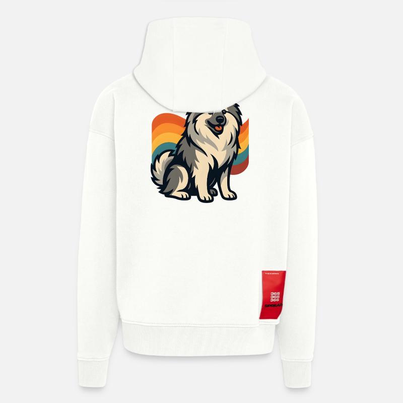 Deutscher Spitz Hund im Regenbogen Hintergrund - Zip Hoodie - made by SPREAD - OFF WHITE