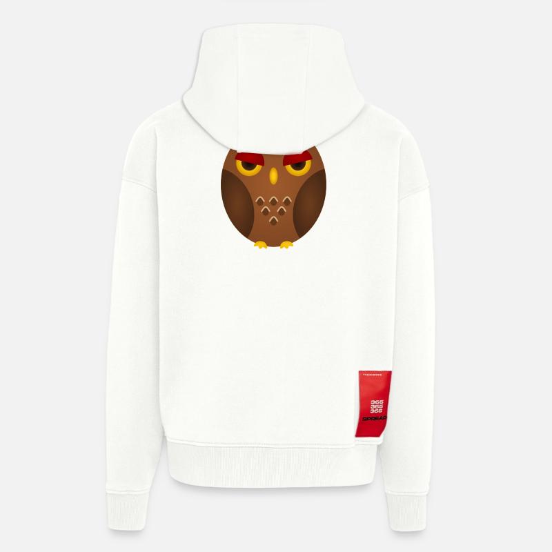 Grumpy Owl Silhouette - Veste à capuche bio épaisse oversize fabriqué en UE - OFF WHITE