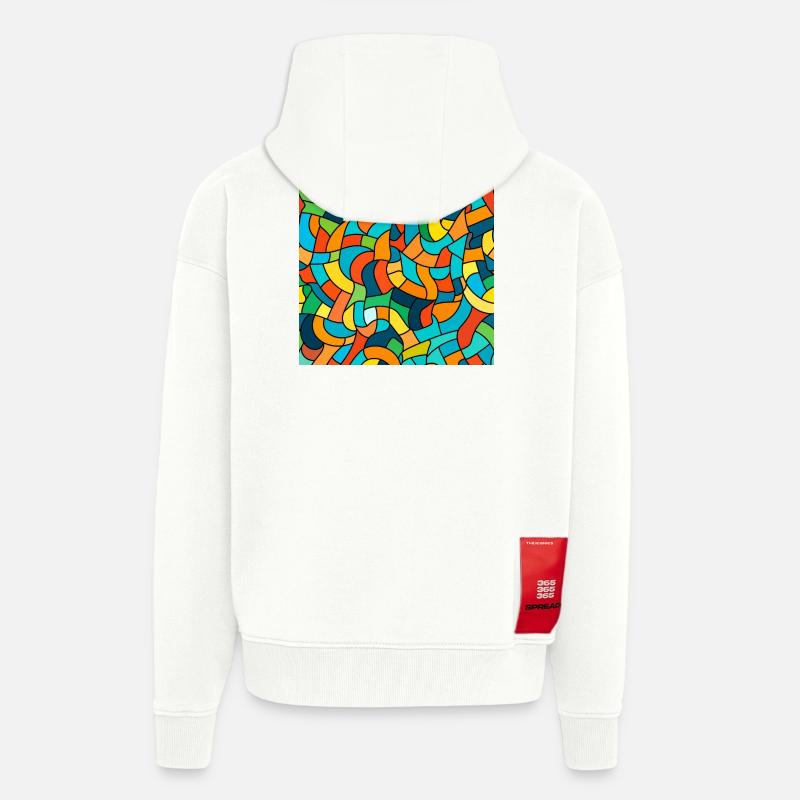 Nœud de couleur Tangle - Veste à capuche bio épaisse oversize fabriqué en UE - OFF WHITE