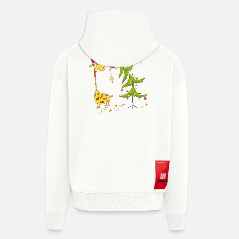 Giraffe mit Weihnachtsbaum - Zip Hoodie - made by SPREAD - OFF WHITE