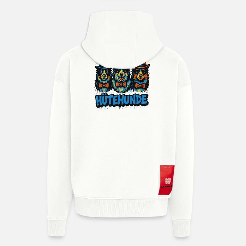 Chiens de troupeau Trio de trois - Veste à capuche bio épaisse oversize fabriqué en UE - OFF WHITE