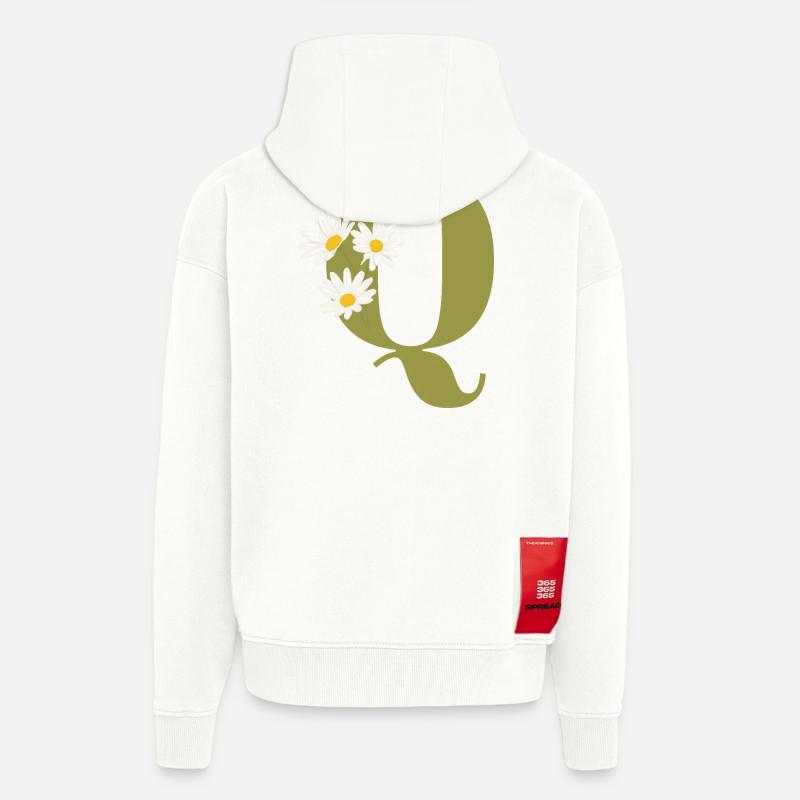 Buchstaben q grüne Gänseblümchen - Zip Hoodie - made by SPREAD - OFF WHITE