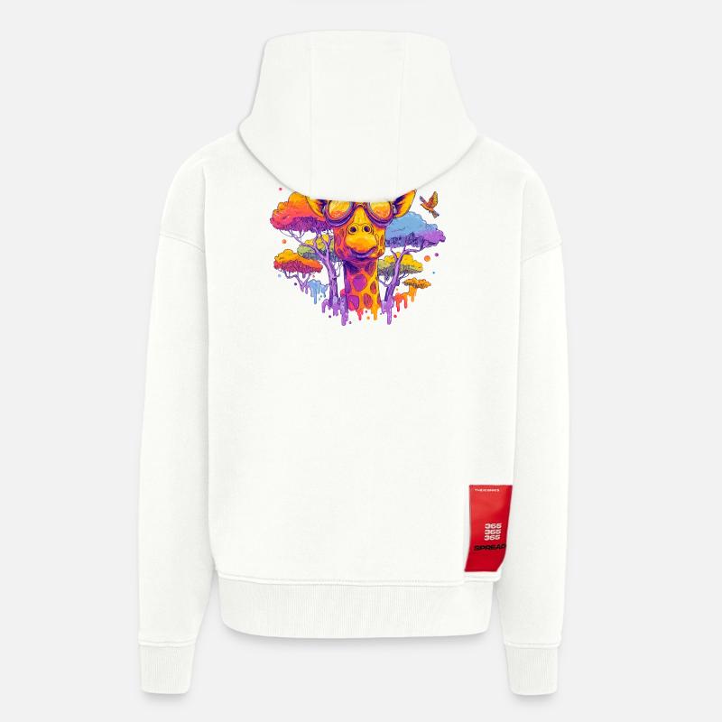 Farbenfrohe Giraffe mit Sonnenbrille - Zip Hoodie - made by SPREAD - OFF WHITE