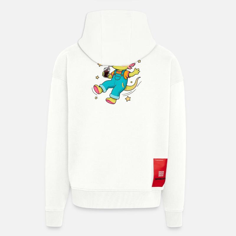 Glücklicher Axolotl, der im All schwebt - Zip Hoodie - made by SPREAD - OFF WHITE