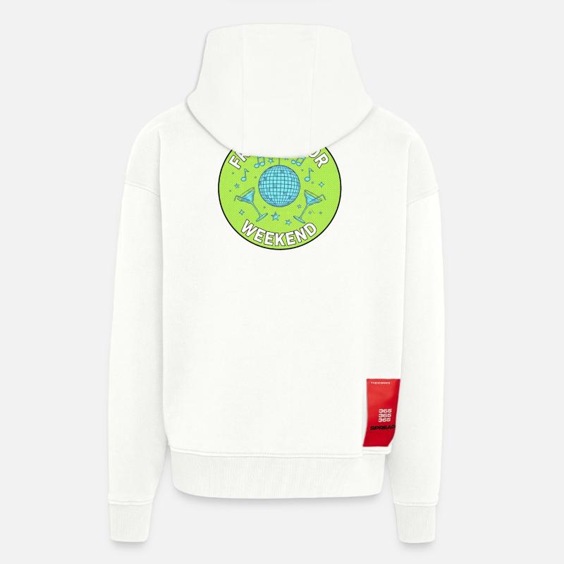 Les vendredis pour le Weekend Disco - Veste à capuche bio épaisse oversize fabriqué en UE - OFF WHITE