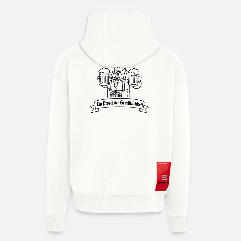 Herr Bier - Ein Prosit der Gemütlichkeit - Veste à capuche bio épaisse oversize fabriqué en UE - OFF WHITE