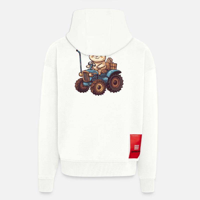 Alpaka Llama Traktor Farmer - Zip Hoodie - made by SPREAD - OFF WHITE