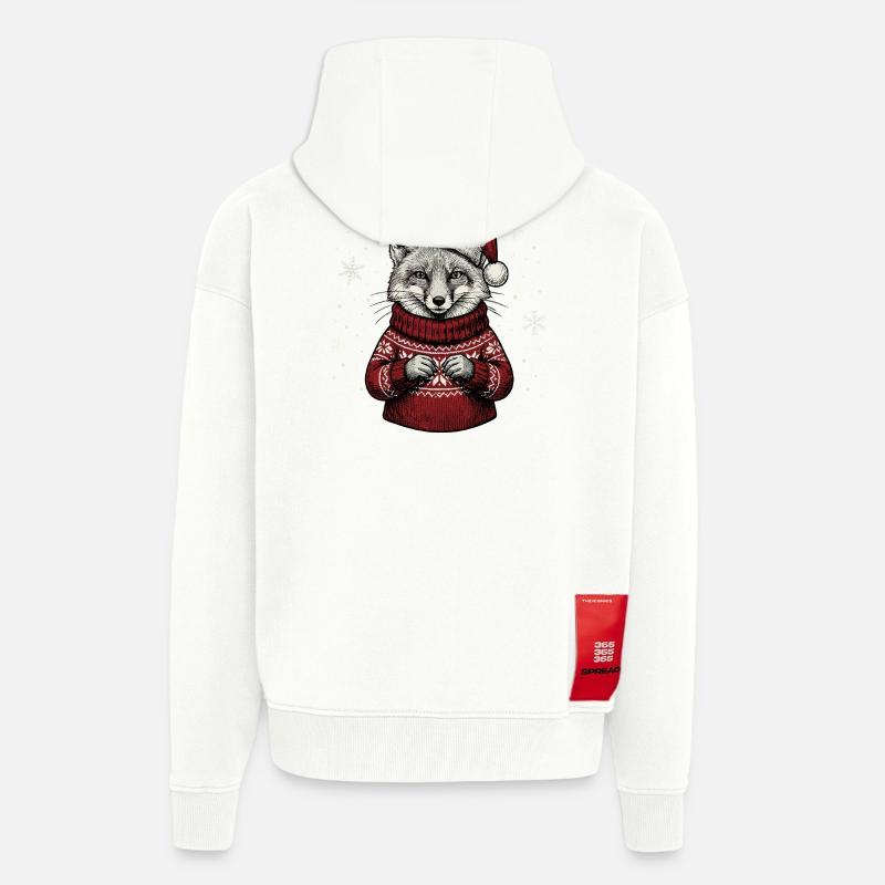 Rotfuchs Weihnachten Süßer Weihnachtsfuchs Winter - Zip Hoodie - made by SPREAD - OFF WHITE