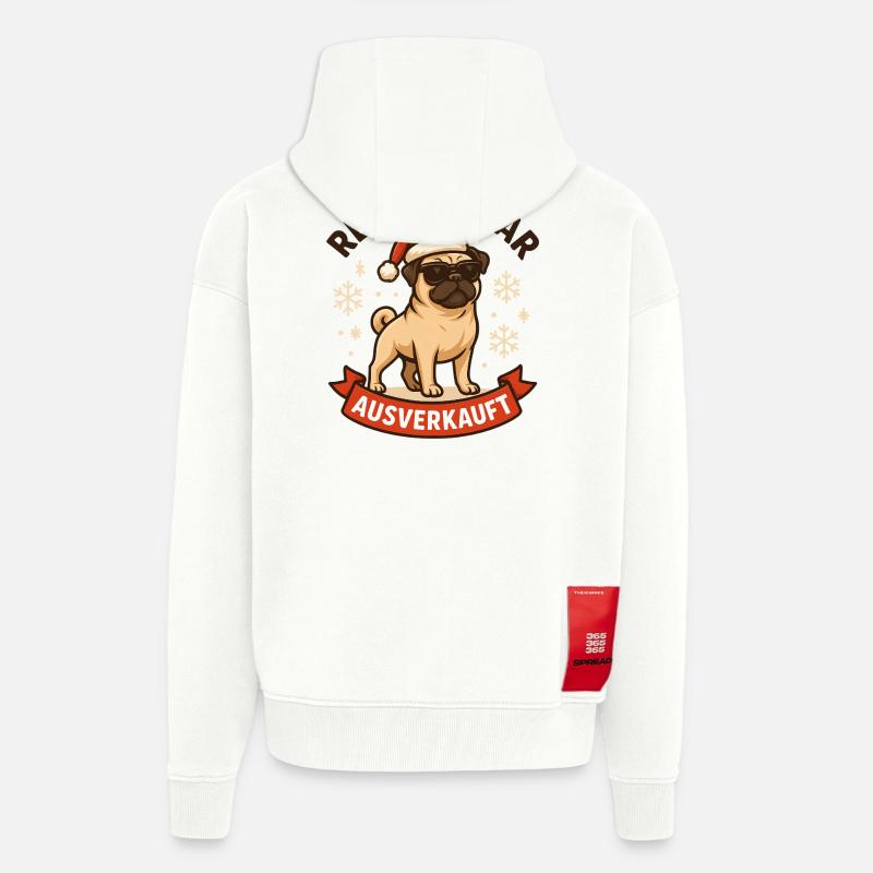 Reindeer a affiché complet Pug Pug - Veste à capuche bio épaisse oversize fabriqué en UE - OFF WHITE