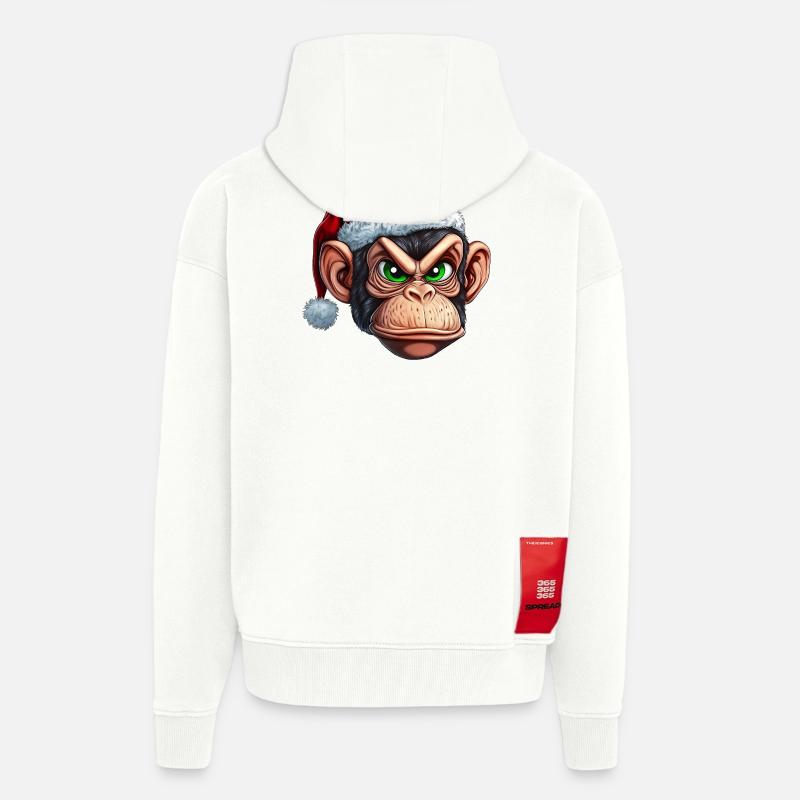 Affe mit Weihnachtsmütze :) - Zip Hoodie - made by SPREAD - OFF WHITE