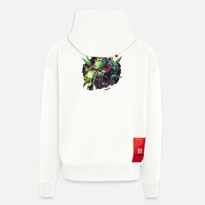 Biker Gnom mit Grasblättern - Zip Hoodie - made by SPREAD - OFF WHITE