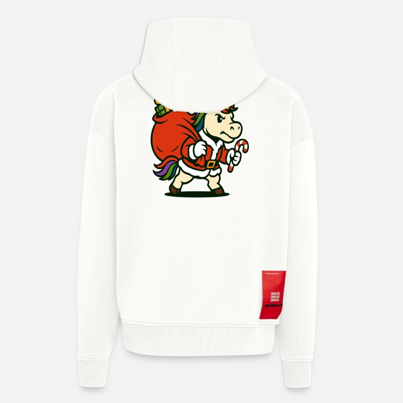 Starker Weihnachtsmann-Einhorn mit Geschenktüte - Zip Hoodie - made by SPREAD - OFF WHITE