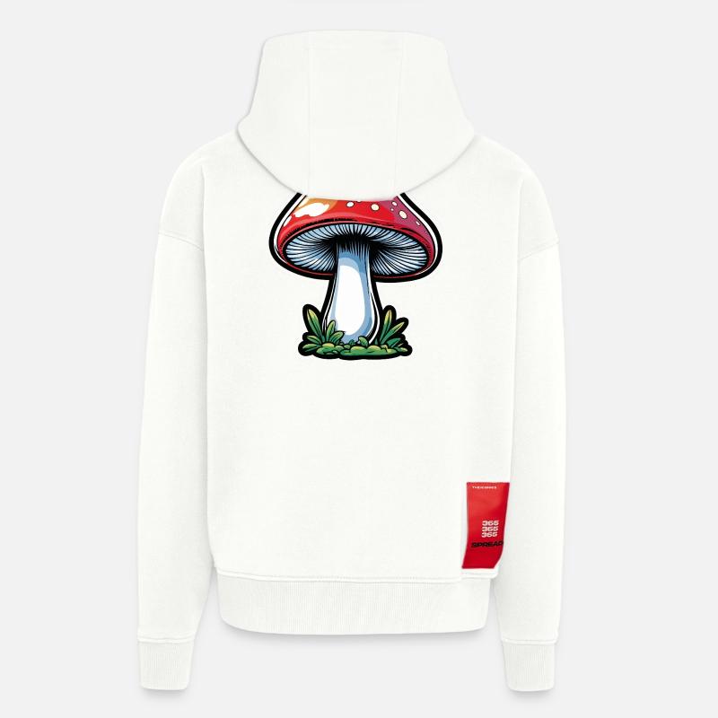 Conception du Popart Red Toadstool - Veste à capuche bio épaisse oversize fabriqué en UE - OFF WHITE