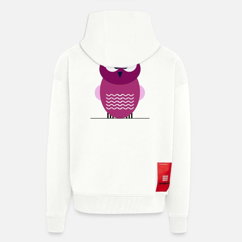 Hibou de la forêt pourpre - Veste à capuche bio épaisse oversize fabriqué en UE - OFF WHITE