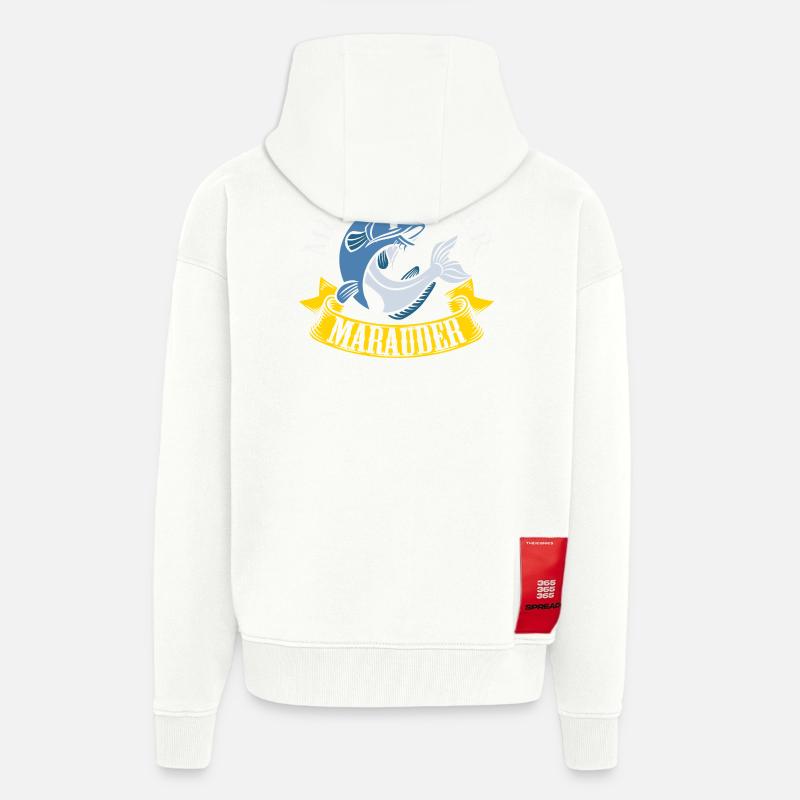 Poisson-chat pêcheur poisson-chat pêchent le poisson-chat - Veste à capuche bio épaisse oversize fabriqué en UE - OFF WHITE