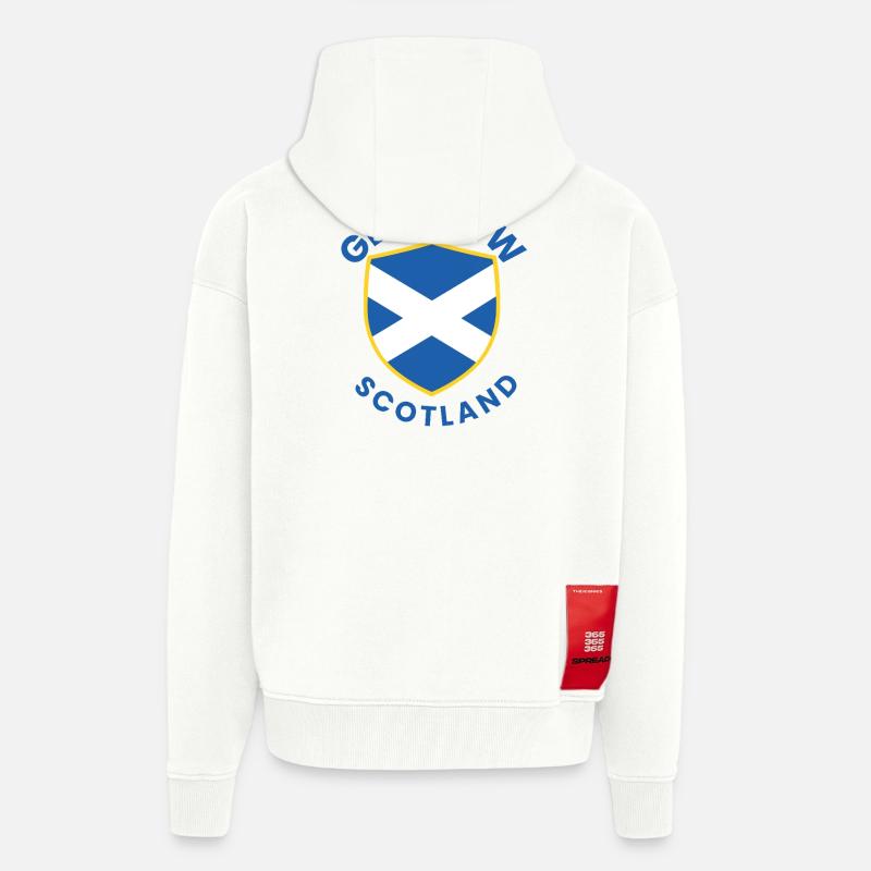 Conception du Bouclier écossais de Glasgow - Veste à capuche bio épaisse oversize fabriqué en UE - OFF WHITE