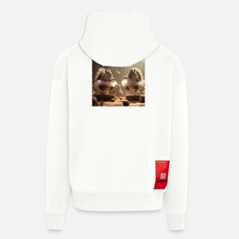 Tanzende Eichhörnchen im Tutu mit Eicheln - Zip Hoodie - made by SPREAD - OFF WHITE