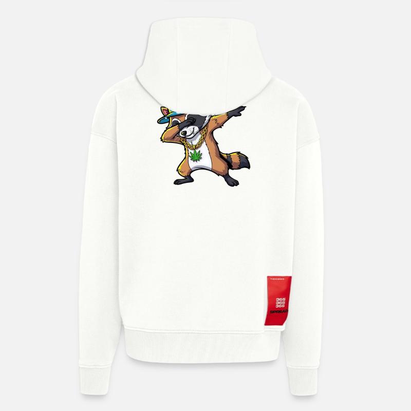 Dabbing Waschbär mit Hanfblatt - Zip Hoodie - made by SPREAD - OFF WHITE