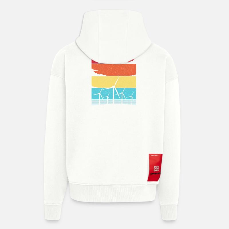 Énergie éolienne Éolienne Éolienne - Veste à capuche bio épaisse oversize fabriqué en UE - OFF WHITE