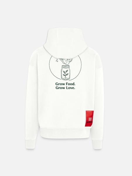 Ekologisk trädgårdsodling, hållbart jordbruk - Heavyweight Oversized Organic Zip Hoodie Made in EU - OFF WHITE